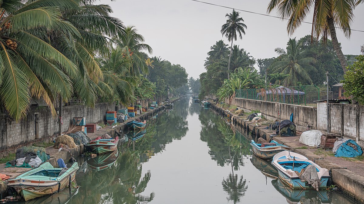 The Dutch Canal (Hamilton Canal) winding through Negombo, Sri Lanka