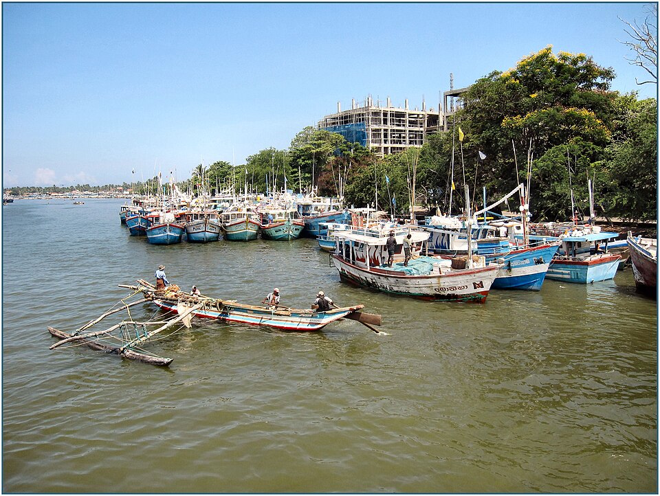Negombo Lagoon, Sri Lanka — traditional fishing boats on the water